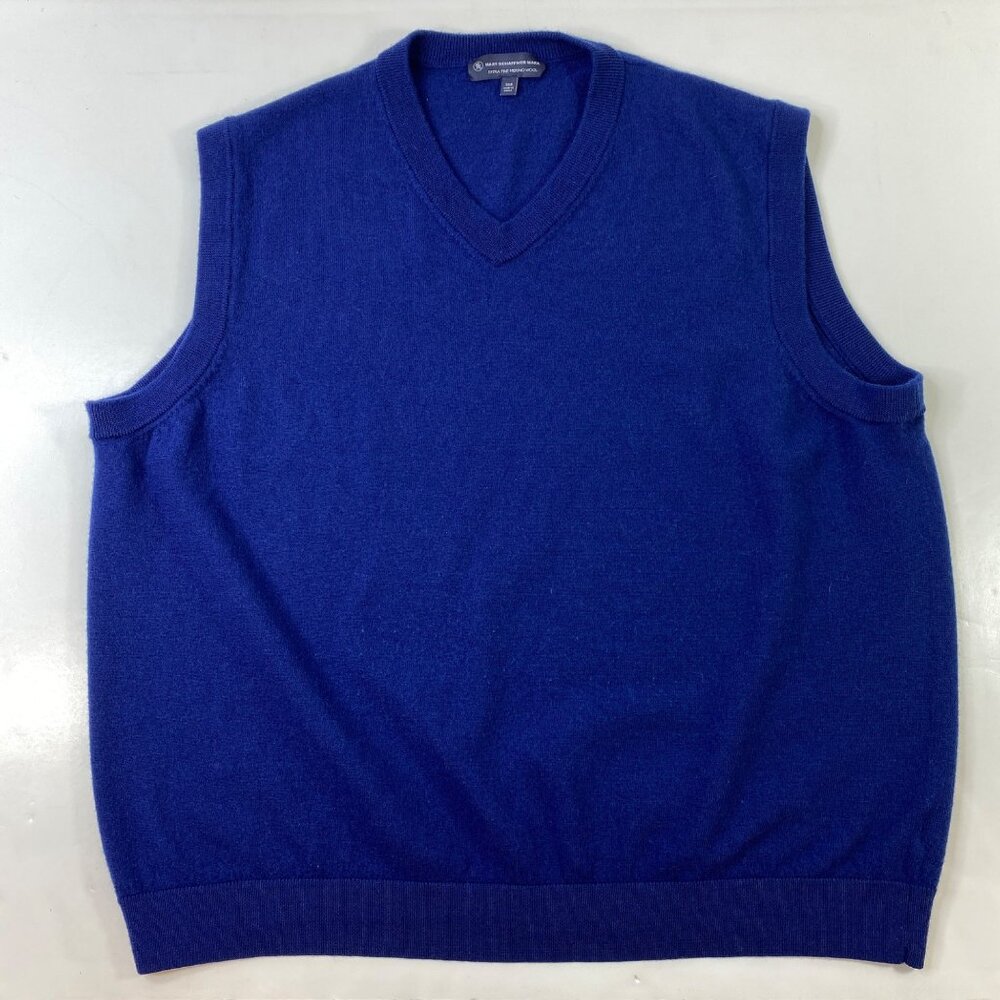 Hart Schaffner Marx Mens Blue Merino Wool Vest Big Size 3XB